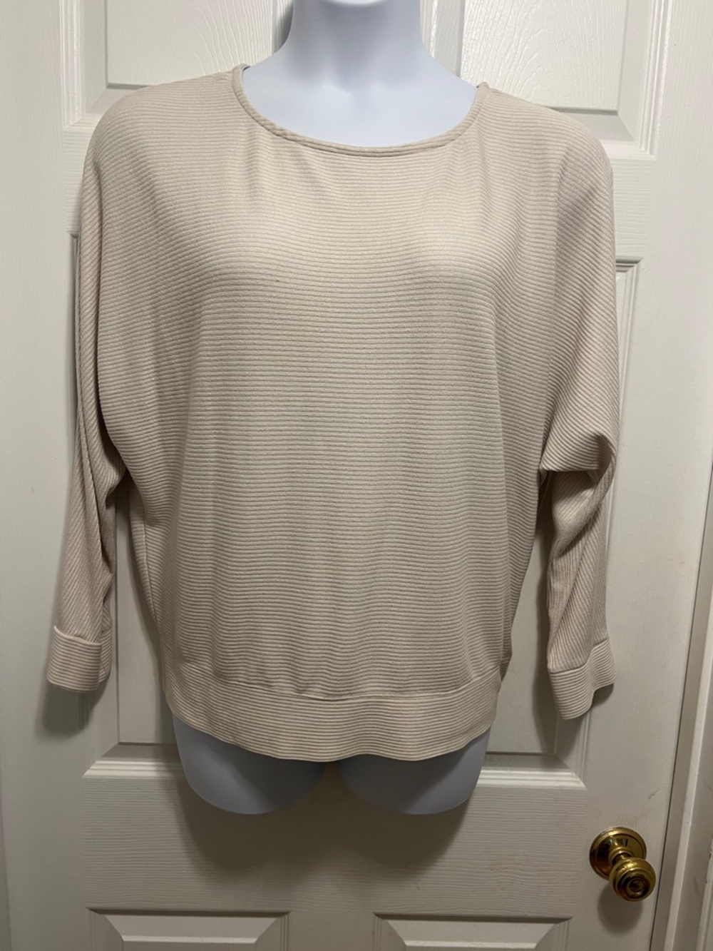 a new day Women's Ribbed Scoop Neck Sweater - Beige Cream